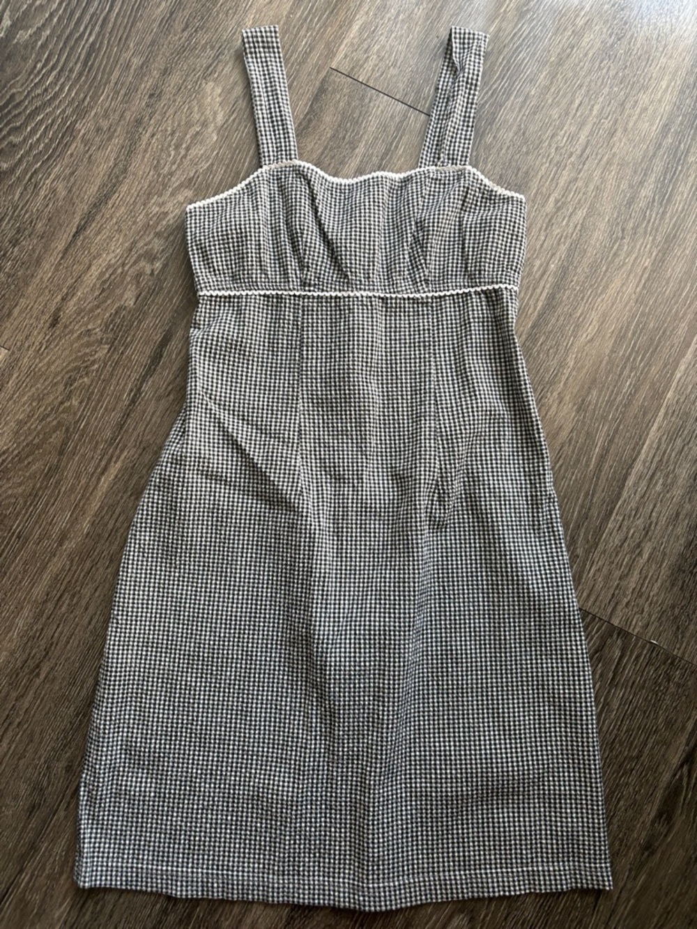 90s Xhilaration Black & White Gingham Square-Neck Mini Dress